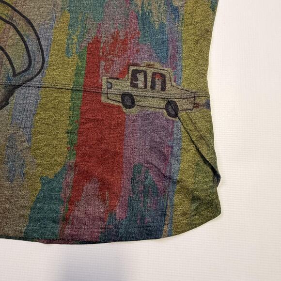 Inoah Shirt Womens Large Multicolor Dog Art Cowl Neck Long Sleeve Tunic Top - Picture 9 of 9